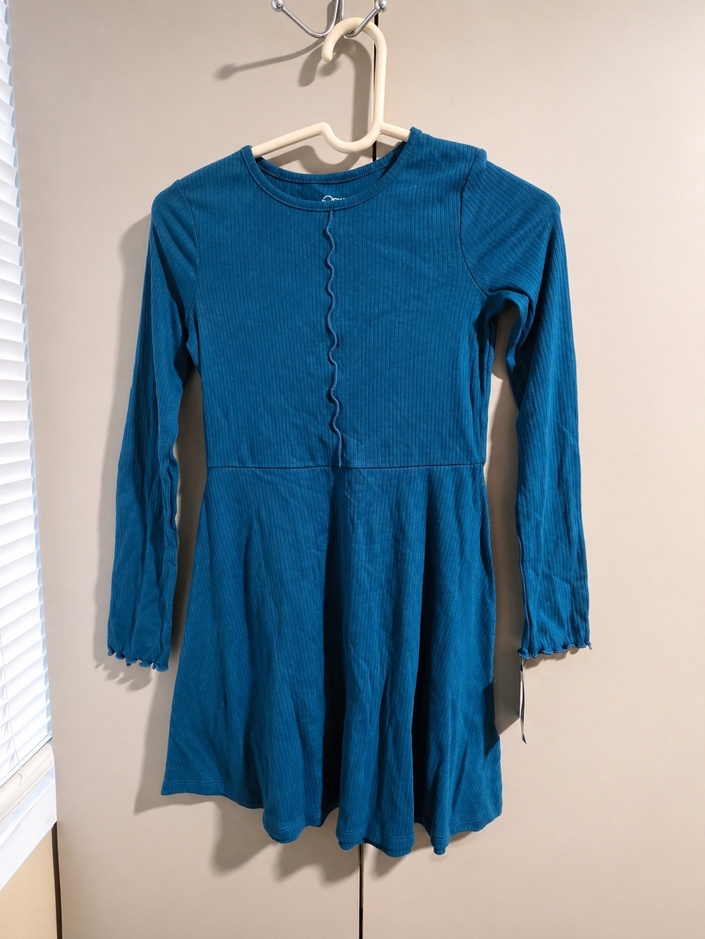 art class Teal Long-Sleeve Ribbed Skater Dress